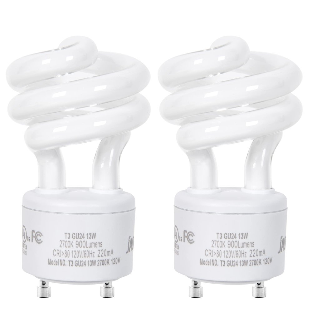 JACKYLED T3 UL-Listed GU24 CFL Light Bulbs, 2700K Compact Flourescent Bulbs