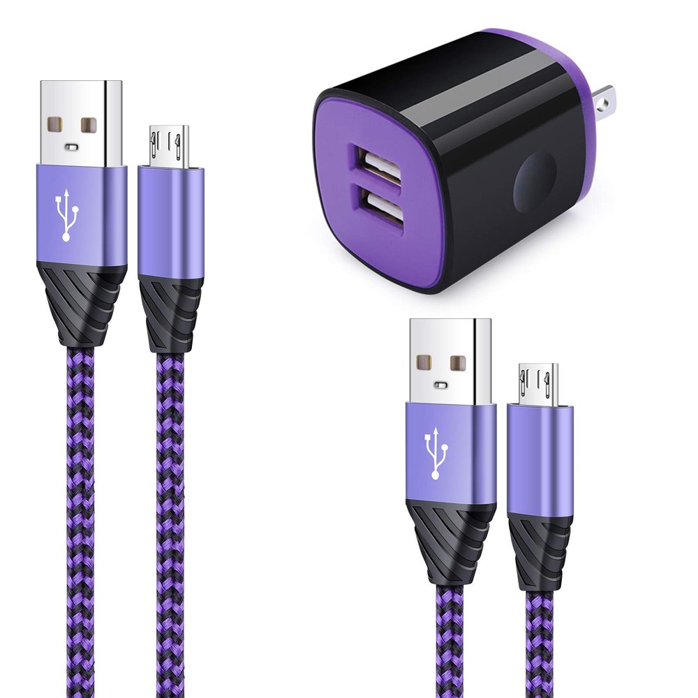 Samsung Dual USB Wall Charger with Micro USB Cable for Galaxy J7V/J8, J7 Crown/Prime/Star/Sky Pro/Refine, S7/S6 Plus/Edge/Active