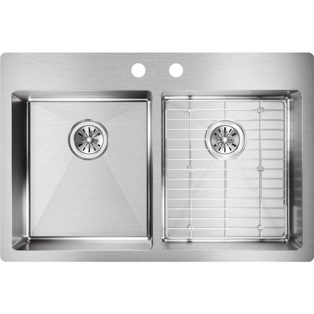 Elkay Crosstown ECTSRAD33226TBG2 Equal Double Bowl Dual Mount Stainless Steel ADA Sink Kit