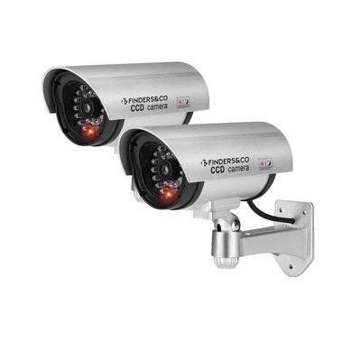 Fake Security Camera, Dummy CCTV Surveillance System (2, Silver)