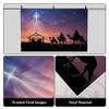 AOFOTO 7x5ft Christmas Nativity Scene Backdrop Shiny Night Star Birth of Jesus Christ Desert Camels Stable Manger Background for Photography Religion Church Decor Wallpaper Photo Studio Props view 3