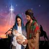 AOFOTO 7x5ft Christmas Nativity Scene Backdrop Shiny Night Star Birth of Jesus Christ Desert Camels Stable Manger Background for Photography Religion Church Decor Wallpaper Photo Studio Props view 4