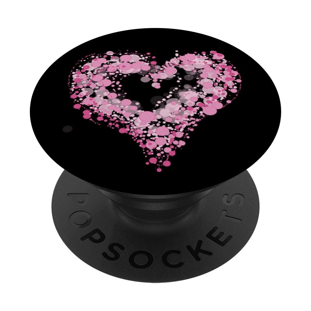 Cell Phone Button Pop Out Holder Cute Pink Heart Print White PopSockets PopGrip: Swappable Grip for Phones & Tablets PopSockets Adhesive PopGrip