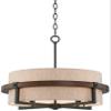 Possini Euro Design Pendant Light Fixture - 4 Light, Bronze and Wood Tan Fabric Drum Shade, Contemporary Pendant Light for Kitchen Islands, Living Rooms, Foyers, and Bedrooms - 22" Wide, 18" High view 2