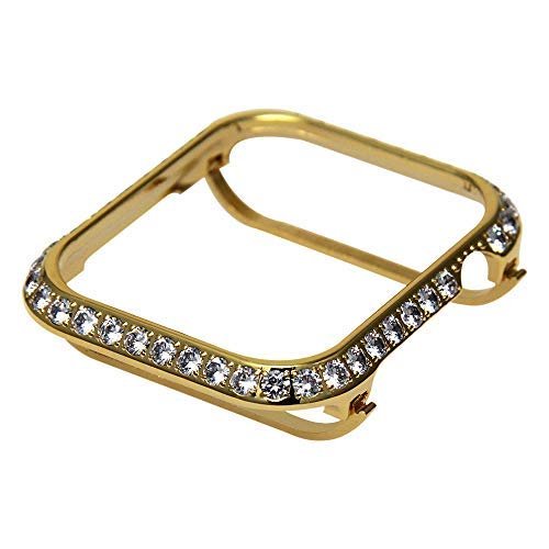 Callancity Metal Rhinestone Crystal Bezel Case face Cover 3.0 Big Diamond Jewelry Compatible Apple Watch Series 5/4 44mm (Gold)