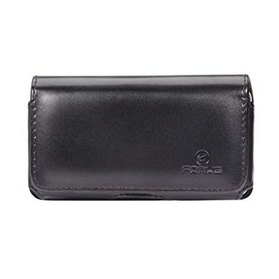 Black Leather Side Case Side Cover Pouch Swivel Belt Clip Loops for Kyocera DuraForce Pro 2