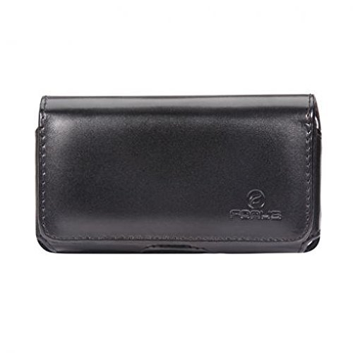 Black Leather Side Case Side Cover Pouch Swivel Belt Clip Loops for Kyocera DuraForce Pro 2