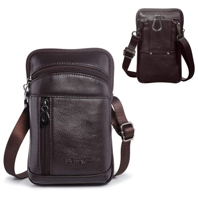 hengwin Leather Cell Phone Purse Crossbody Purse Men Belt Pouch Waist Pack