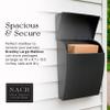 NACH Black Mailbox Wall Mount, 4.8 x 10 x 13 inch Wall Mounted Mailboxes for Outside, Waterpoof Mailbox for House - The Bradley Large Mail Box view 3