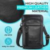 hengwin Small Leather Crossbody Shoulder Bag Men Belt Clip Phone Holster Case Belt Loop Pouch Waist Bag Pack Fit for iPhone 17/16/15/14/13 Pro Max Galaxy Note 9 8 S25/S24/S23 Ultra (Black) view 2