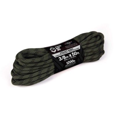 Atwood Rope MFG 3/8 inch 50ft Braided Utility Rope. Camouflage, 50ft Made in USA, Lightweight Strong Versatile Rope for Camping, Survival, DIY, Knot Tying