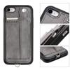 TOOVREN Case for iPhone SE Lanyard Neck Strap for iPhone 8 Case with Card Holder Phone 7 Wallet Cases with Kickstand Leather PU Card Holder Wallet Gray view 4