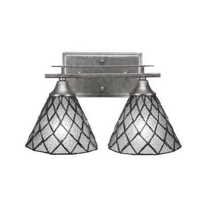 Toltec Lighting Uptowne 2 Light Bath Bar in Aged Silver (132-AS-9185)