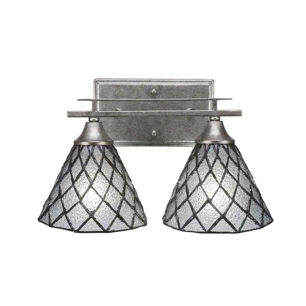 Toltec Lighting Uptowne 2 Light Bath Bar in Aged Silver (132-AS-9185)