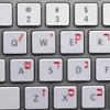 Hebrew Apple Keyboard Labels Layout with Blue, Black, Orange, RED OR White Lettering ON Transparent Background for Desktop, Laptop and Notebook (Red) view 1