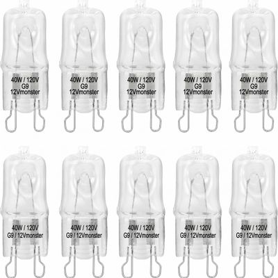 10 Pack Crystal Clear Lense 40W Q40/G9/CL/120V G9 JCD 40 Watt 120 Volt T4 JD Type Halogen House Hold Light Bulb Hanging Pendant Accent Type Spot Down Lamp Chandelier Sconce Fixture Lighting