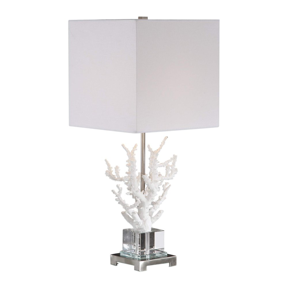 MY SWANKY HOME Elegant White Branch Coral Crystal Coastal Table Lamp | Organic Sculpture Luxe