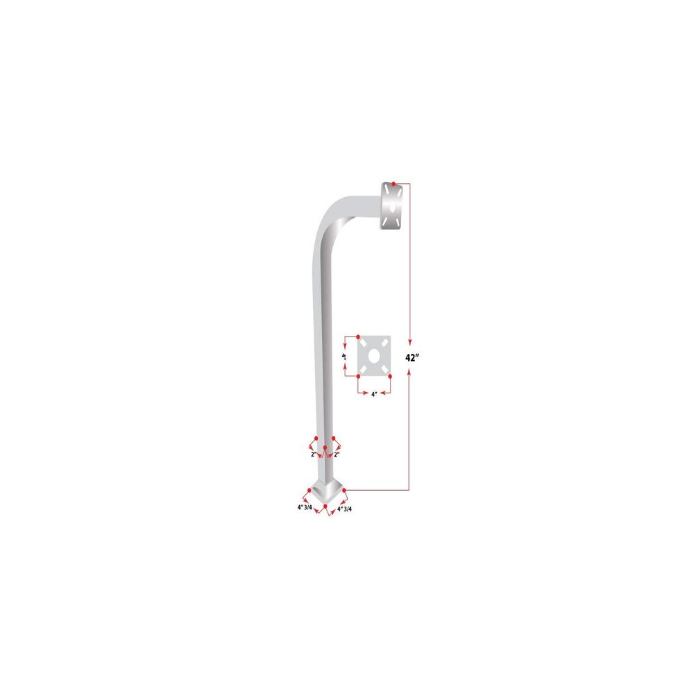 Aluminum Gooseneck Pedestal Keypad Stand Access Control Pedestal mounts gate keypad mounting Post, Size 2" x 2" x 42" (White)