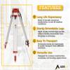 AdirPro Laser Level Tripod - Universal Heavy Duty Survey & Transit Tripod - 5/8" x 11" Thread - Quick Clamp - Aluminum Construction for Lasers & Levels (Orange) view 2