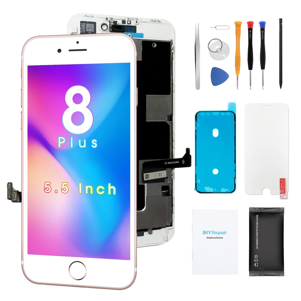 for iPhone 8 Plus Screen Replacement 5.5', 3D Touch Display Full Repair kit, Digitizer Assembly with Tools Set, Tempered Glass, Instruction