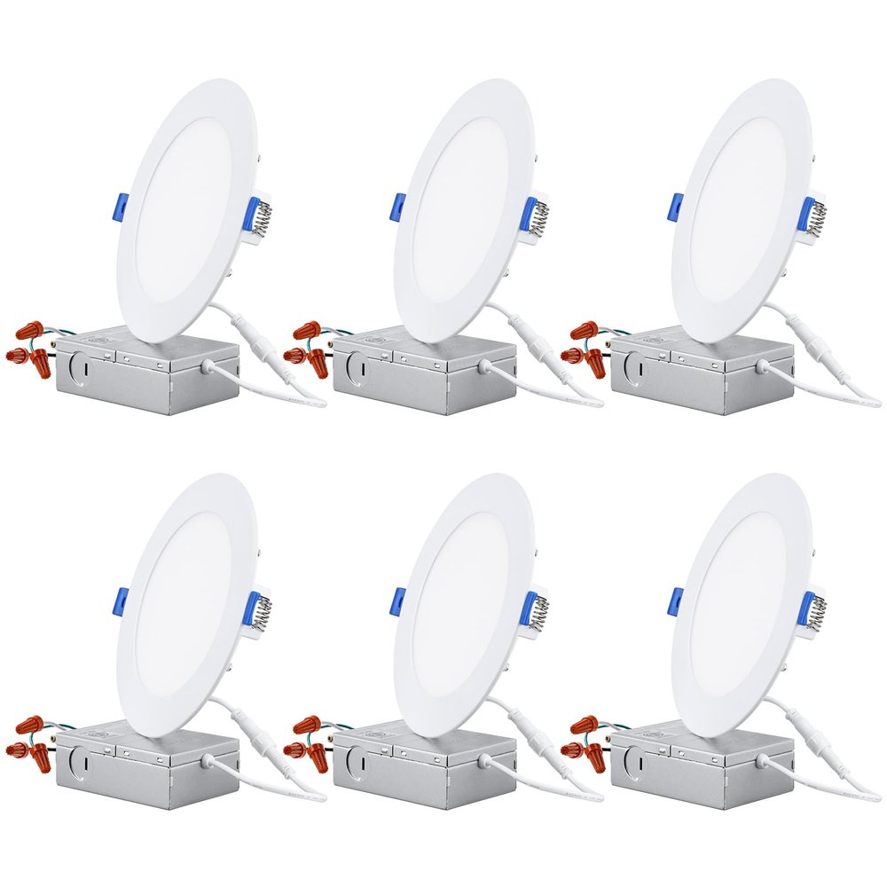 TORCHSTAR 6-Pack 6 Inch Ultra-Thin LED Recessed Lighting, CRI90, 5000K