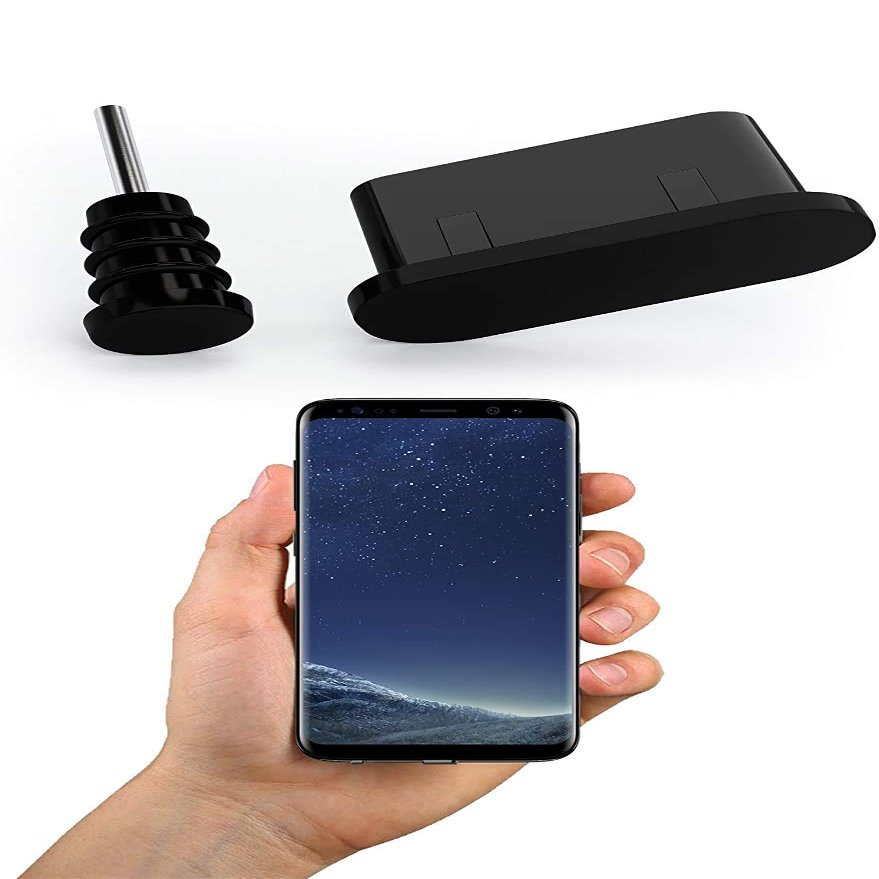 innoGadgets 10x Anti Dust Plugs for Smartphone, MacBook, Laptop | USB-C Dust Plug for Samsung Galaxy S8, S9, S10 | Silicone Dust Plug Black