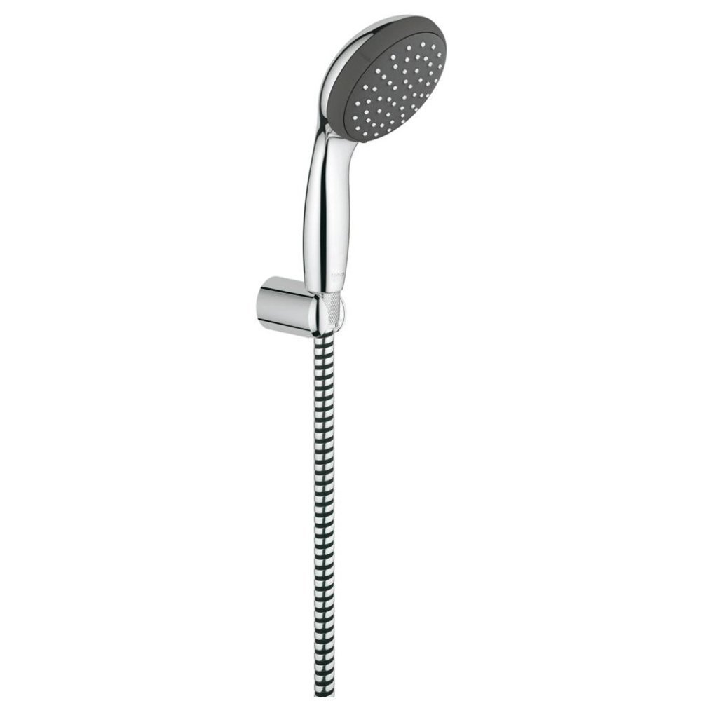 GROHE Vitalio Start 100 - Wall Holder Hand Shower Set (Rain Spray Hand Shower 10 cm with Water Saving Technology and Anti-Limescale System, Wall Shower Holder, Shower Hose 1.75 m), Chrome, 27944000