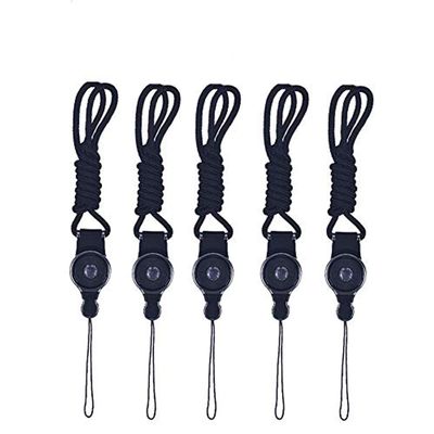 Vittqsuier 5 Pcs Detachable Long Lanyard Neck Strap - Ideal for Mobile Cell Phone/Smartphones/Phone Case/Camera/Key and Any Other Electronic Devices with a Lanyard Hole - Black