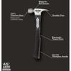 Stiletto FH10C-F 10 oz Ti Smooth Face with Curved Poly-Fiberglass Handle, 14 1/2" view 4