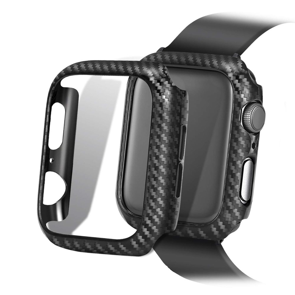 Compatible with Apple Watch SE Series 6 5 4 44mm 40mm Case Super Thin PC Plating Protective Bumper Scratch Resistant Protector Case for Apple Watch 44mm 40mm (Carbon brazing, 44mm)