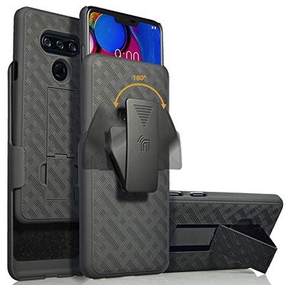 Nakedcellphone Holster Combo for LG V40 ThinQ Phone Case & Belt Clip, Black