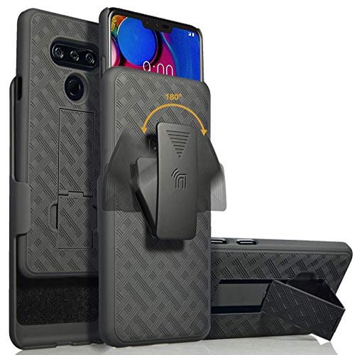 Nakedcellphone Holster Combo for LG V40 ThinQ Phone Case & Belt Clip, Black