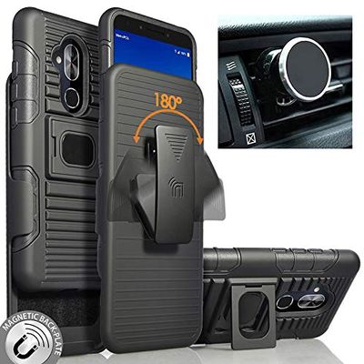Nakedcellphone Rugged Combo for Alcatel 7 / Revvl 2 Plus Case - Black