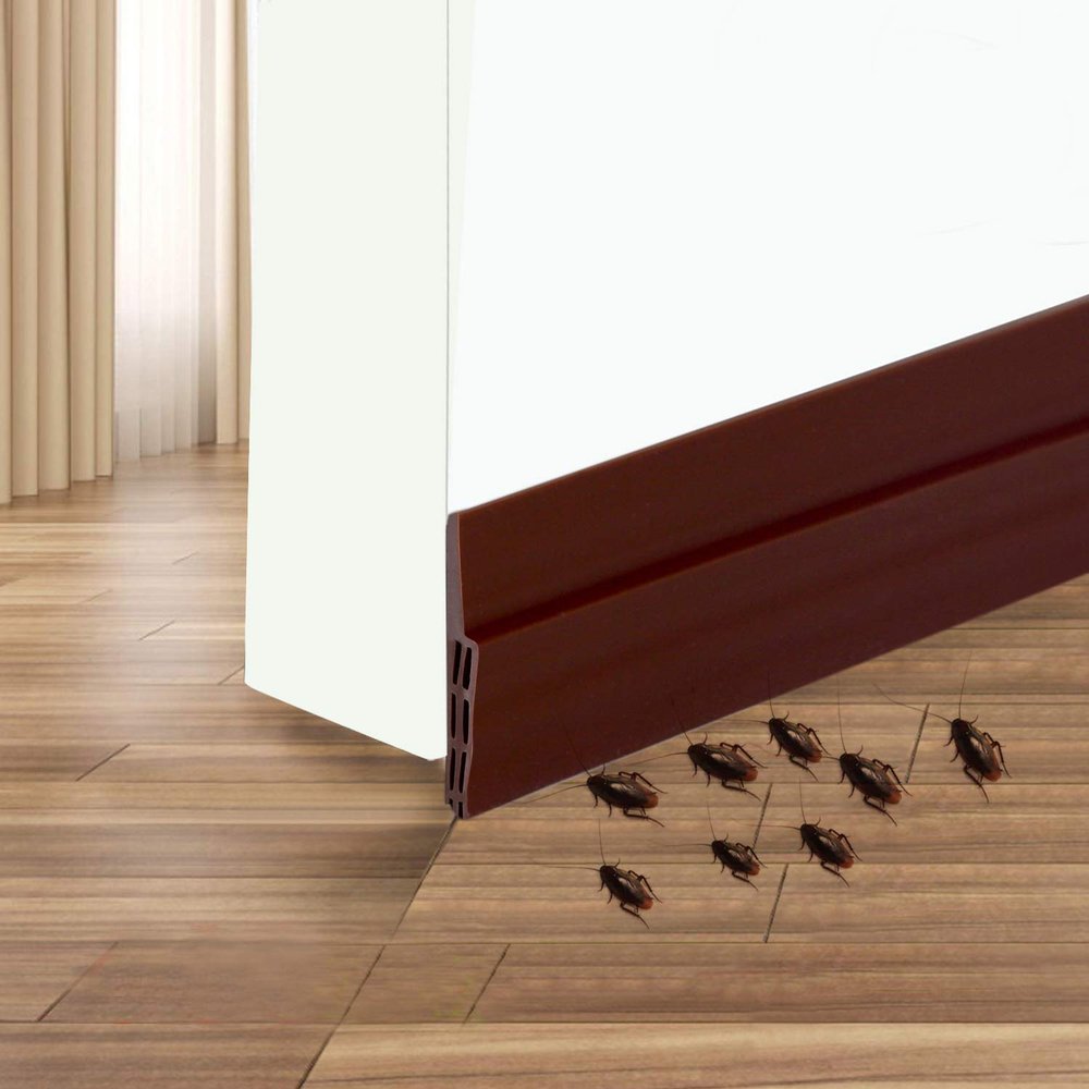 Camel Home Sweep Weather Stripping - Self Adhesive Rubber Under Door Bottom Seal Strip Draft Stopper Insulation for Weatherproof, Soundproof, Dustproof, Insectproof, 2" W X 39" L (2 Pack Brown)