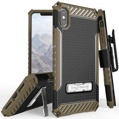 Tri-Shield Combo for iPhone Xs Max Case with Belt Clip - Brown