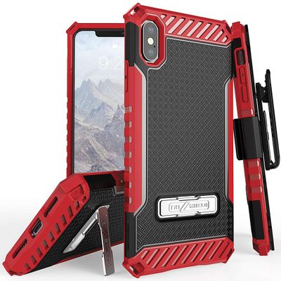 Tri-Shield Combo for iPhone Xs Max Case with Belt Clip - Red