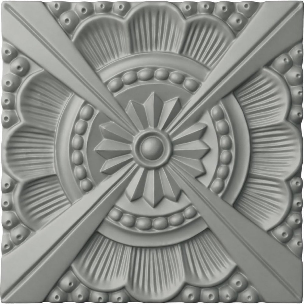Ekena Millwork ROS08X08PM Palmetto Beaded Rosette, 7 7/8" W x 7 7/8" H x 5/8" P, Primed