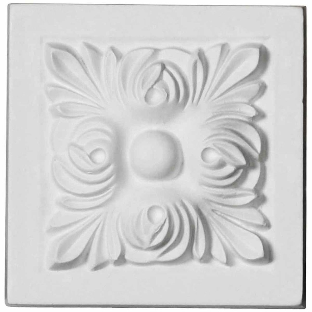 Ekena Millwork ROS04X04SK Sellek Rosette, 4 1/8"W x 4 1/8"H x 1 7/8"P, Primed