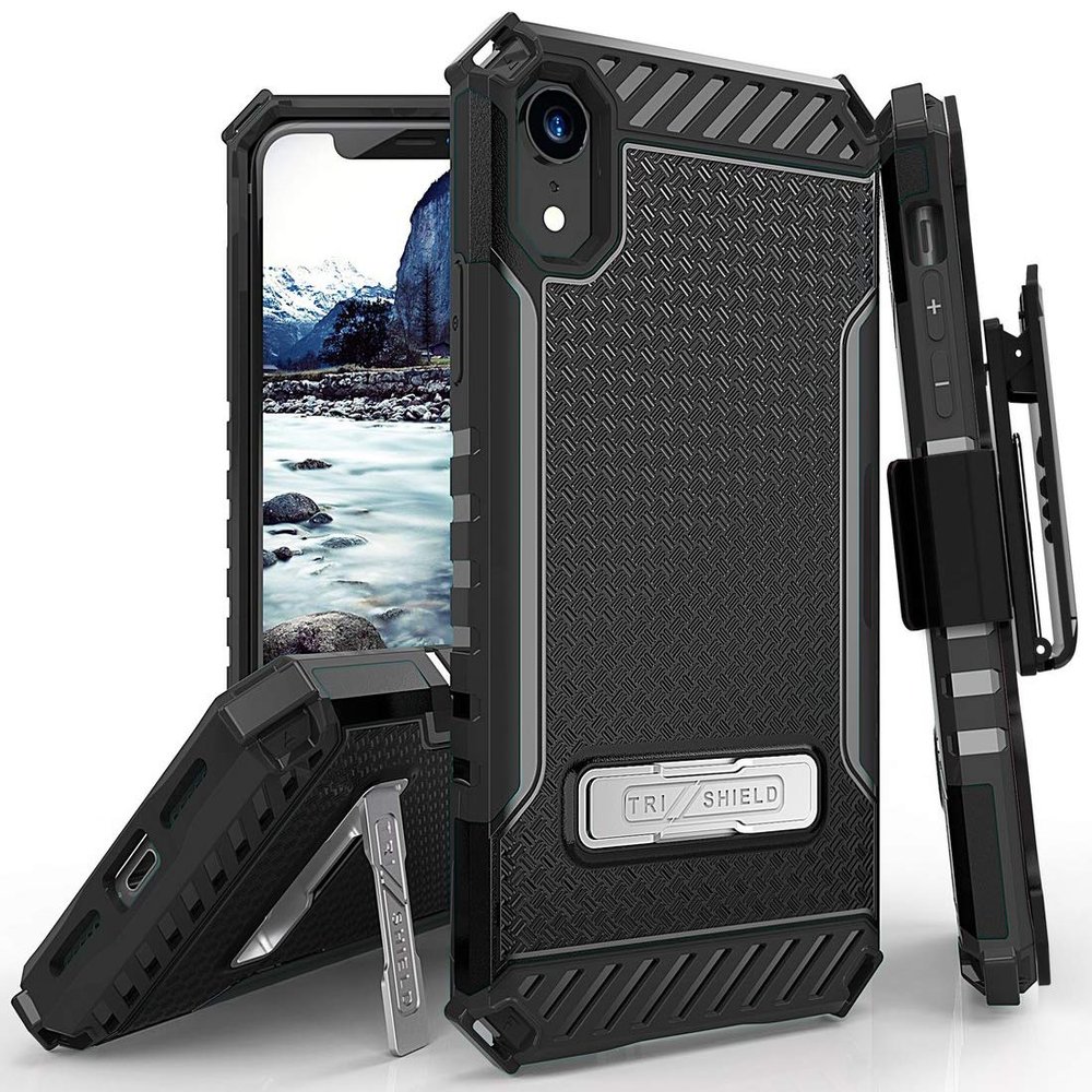 Tri-Shield Combo for iPhone XR Case with Belt Clip - Black