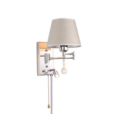 ZJZTD Plug in Wall Lamp Dual Control Switch E27 Bedroom Bedside Metal & Cloth Lampshade Wall Sconce LED Reading Lamp Work Lights (Size : 30cm22cm)