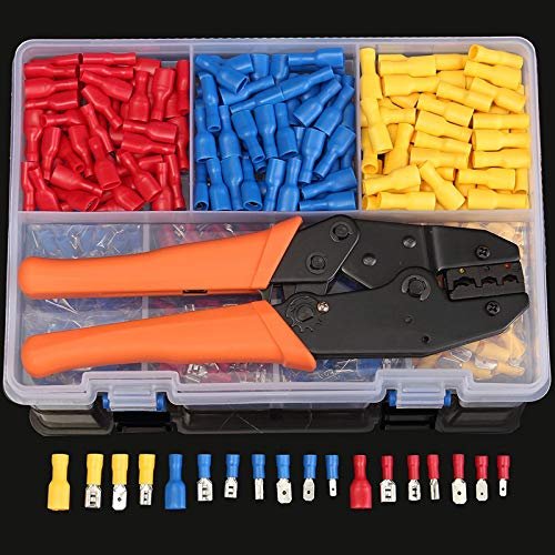 Udith 900pcs Insulated Male/Female Spade Wire Terminals Butt Connectors Kit & 1pc Electrical Crimping Plier 22-10 AWG Hand Tool Set