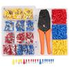 Udith 900pcs Insulated Male/Female Spade Wire Terminals Butt Connectors Kit & 1pc Electrical Crimping Plier 22-10 AWG Hand Tool Set view 2