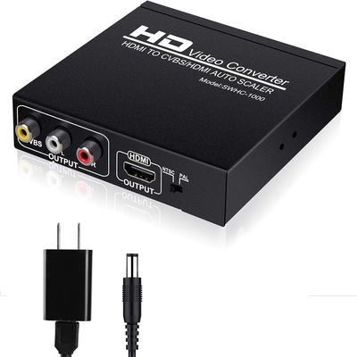 NEWCARE HDMI to RCA and HDMI Adapter Converter, 3RCA CVBS AV Composite Video Audio Adapter/Splitter, with PowerAdapter Support 1080P, PAL, NTSC, for HD TV, Older TV,Camera, Monitor, etc(Black)