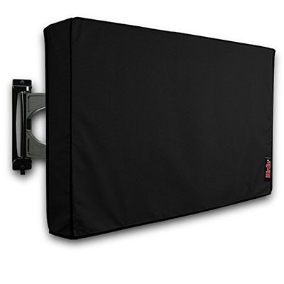 iBirdie Outdoor TV Cover 40 to 43 inch Weatherproof, Cover Size 39.5''L x 25''H, Waterproof for Outside Flat Screen 40 to 43 inch TV, Black, 600D Thick Fabric Screen Protector with Bottom