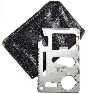 Survival Pocket Tool 11 in 1 Multipurpose Stainless Steel Portable Credit Card Size Multi Tool
