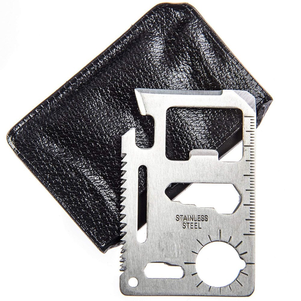 Survival Pocket Tool 11 in 1 Multipurpose Stainless Steel Portable Credit Card Size Multi Tool