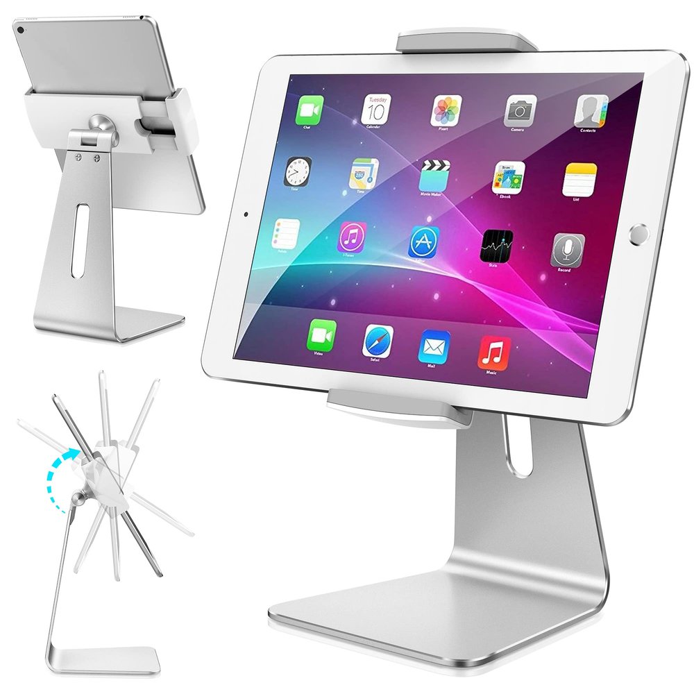 AboveTEK Elegant Tablet Stand, Aluminum iPad Stand Holder, Desktop Kiosk POS Stands for 7-15.6 inch iPad/Portable Monitor, Tablet Mount for Showcase Office Reception Countertop