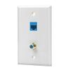 IBL-1 Cat6 Ethernet Port and 1 Gold-plated Cable TV Coax F Type Port Wall Plate (White) view 1