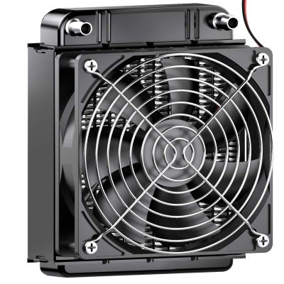 Clyxgs Water Cooling Radiator, 8 Pipe Aluminum Heat Exchanger Radiator with Fan for PC CPU Computer Water Cool System DC12V 80mm Black