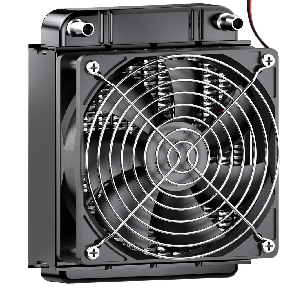 Clyxgs Water Cooling Radiator, 8 Pipe Aluminum Heat Exchanger Radiator with Fan for PC CPU Computer Water Cool System DC12V 80mm Black